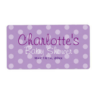 Polka violet Baby shower d'eau Étiquettes bouteill