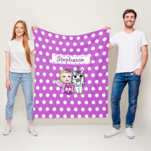 Polka violette Dot Unicorne et couverture de fée