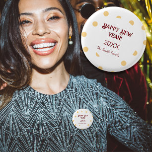 Polka yellow New Year's Eve Party  1 Inch Round Button