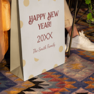 Polka yellow New Year's Eve Party Medium Gift Bag