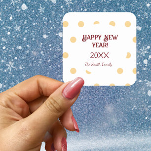 Polka yellow New Year's Eve Party Square Sticker