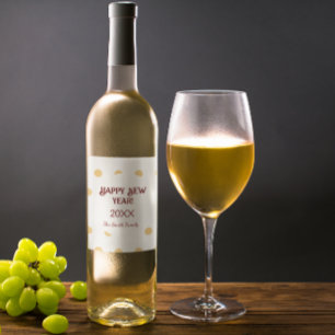 Polka yellow New Year's Eve Party Wine Label