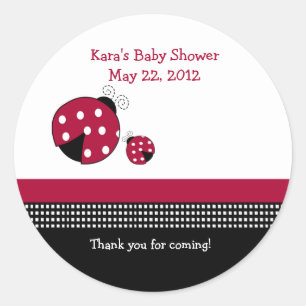 Polkadot Ladybug Baby Shower Favour Sticker