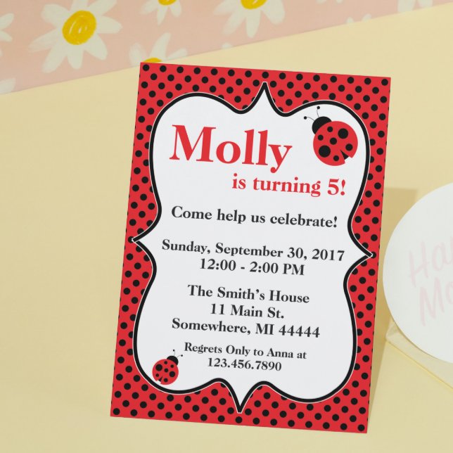 Polkadot Ladybug Birthday Party Invitation (Creator Uploaded)
