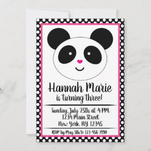 Polkadot Panda fête Anniversaire Invitation