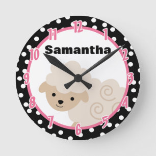 Polkadot Pink Country Agritourisme agneau Horloge