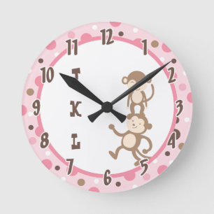 Polkadot Rose Funky Singe Dansant Jungle Horloge