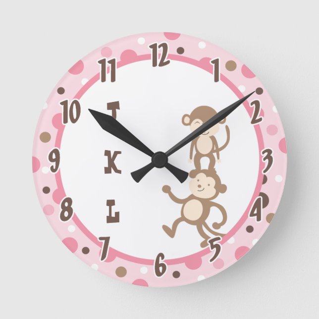 Polkadot Rose Funky Singe Dansant Jungle Horloge (Recto)