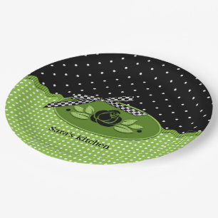 Polkadot Roses, Black-Paper Party Plates
