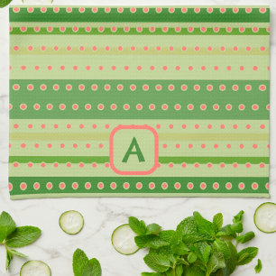 Polkadot Stripe Custom Initial Stylish Kitchen Towel
