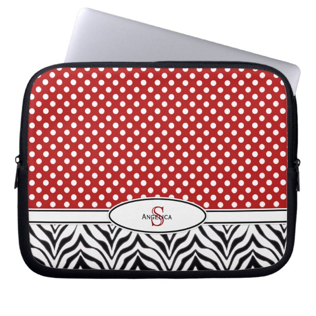 Polkadot & Zebra: Monogram Laptop Sleeve (Front)