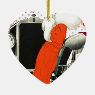 polkadots flapper ceramic ornament