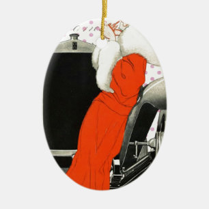 polkadots flapper ceramic ornament