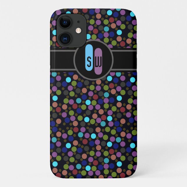 polkadots, label and initials Case-Mate iPhone case (Back)