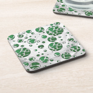 Polks Dot Cow Green and White Print Coaster