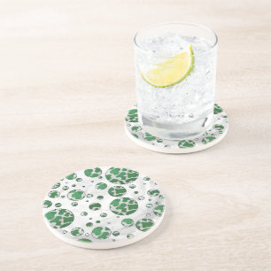Polks Dot Cow Green and White Print Coaster