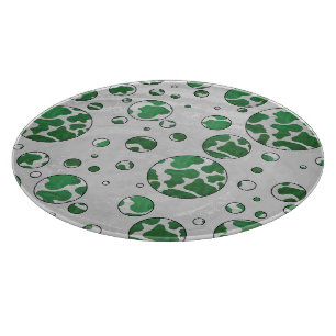 Polks Dot Cow Green and White Print Cutting Board