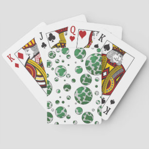 Polks Dot Cow Green and White Print Playing Cards
