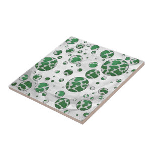 Polks Dot Cow Green and White Print Tile