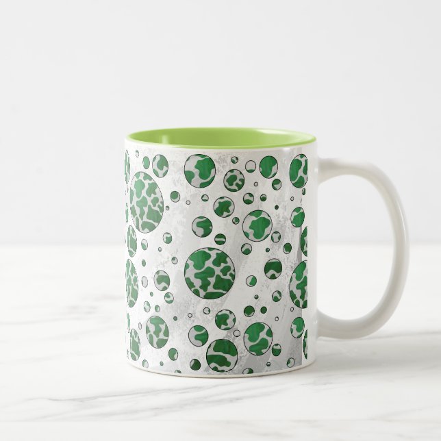 Polks Dot Cow Green and White Print Two-Tone Coffee Mug (Right)