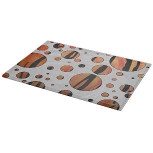 Polks Dot Tiger Hot orange and Black Print Cutting Board