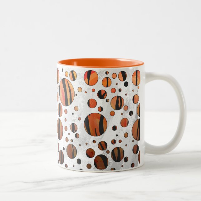 Polks Dot Tiger Hot orange and Black Print Two-Tone Coffee Mug (Right)