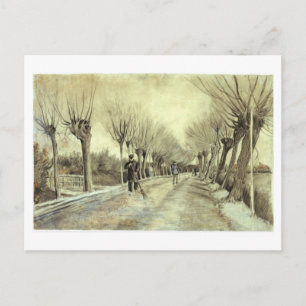 Pollard Willows, Man with Broom, Van Gogh Fine Art Postcard