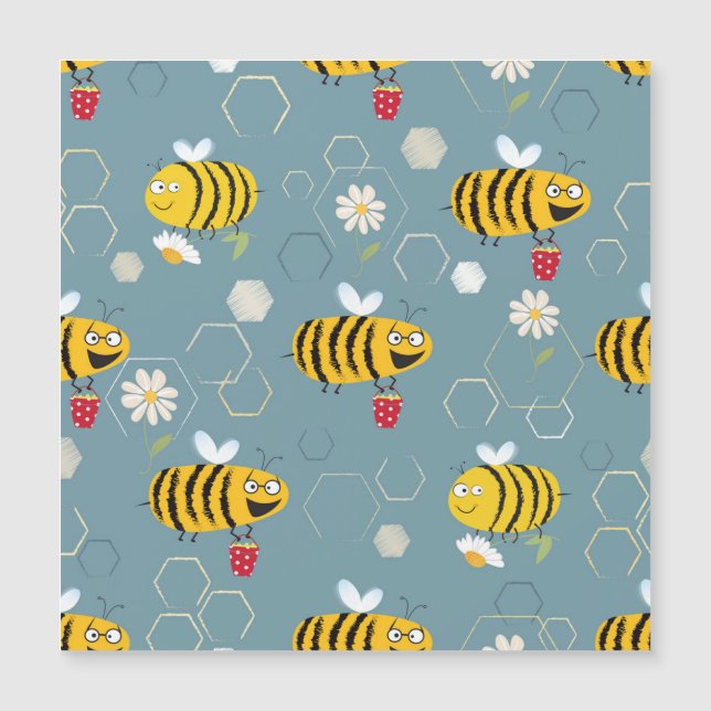 Pollinating Bees, Flowering Garden Scene. (Front)