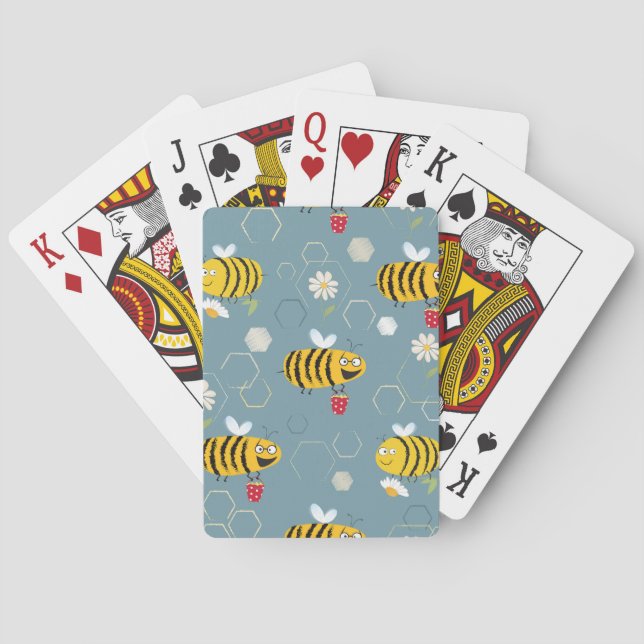 Pollinating Bees, Flowering Garden Scene. Playing Cards (Back)