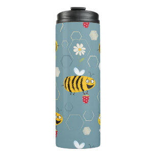 Pollinating Bees, Flowering Garden Scene. Thermal Tumbler