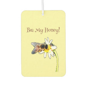 Pollinating Honey Bee on Daisy Wildflower Photo Air Freshener
