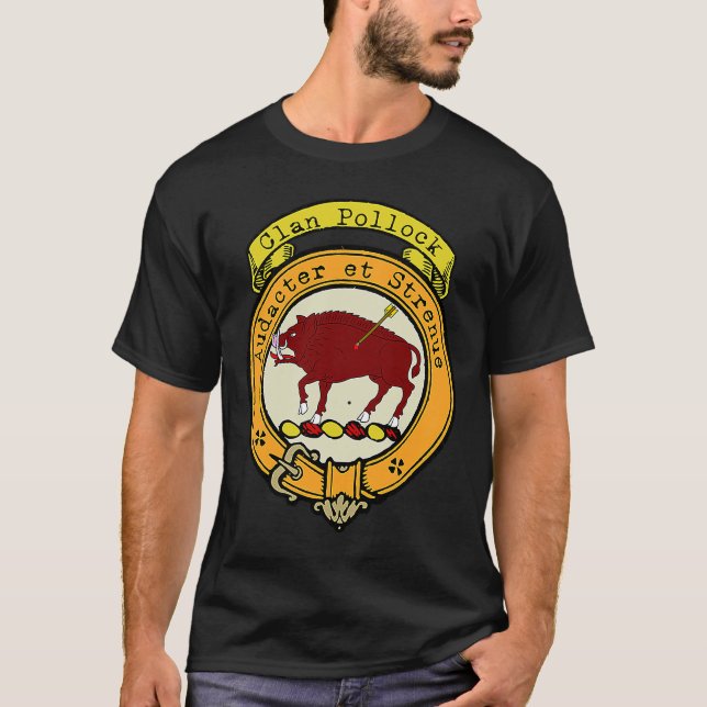 Pollock Clan Scottish Crest T-Shirt (Front)