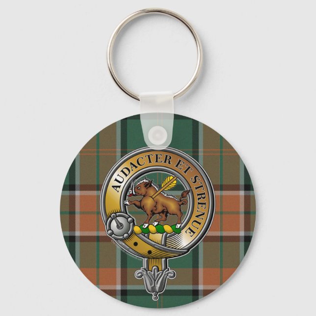 Pollock Tartan & Badge Keychain (Front)