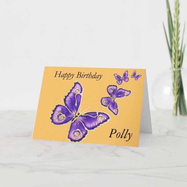 Polly, Happy birthday butterfly card (Front)