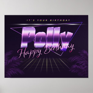 Polly Nom Vorname lila retro Poster Geburtstag