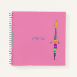 Polly Paintbrush Square Notebook Customizable.
