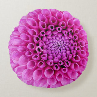 Polly Pink Dahlia Round Pillow