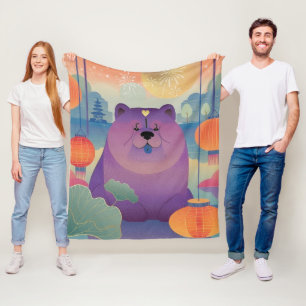 POLLY PLUM chow dog Fleece Blanket