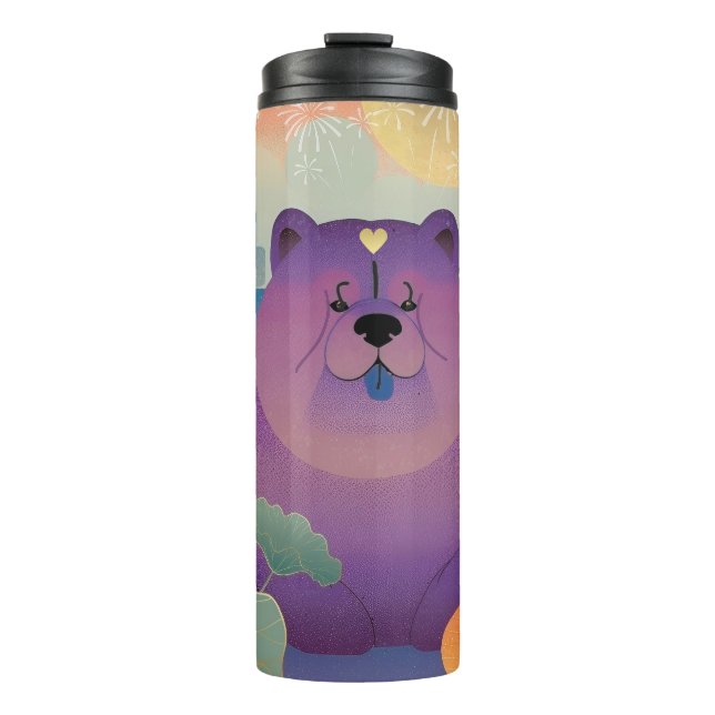 POLLY PLUM chow dog Thermal Tumbler (Front)