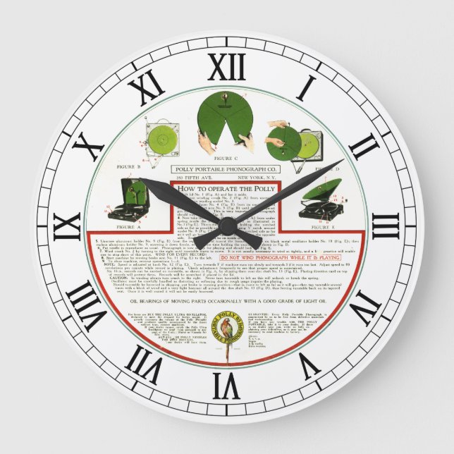 Polly Portable Phonograph Wall Clock (Front)