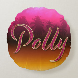 Polly Vorname Name golden pink Kissen Round Pillow