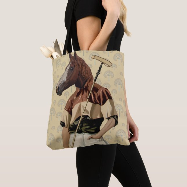 Polo Horse Portrait Tote Bag (Close Up)