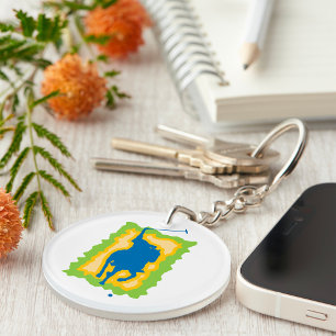 Polo Player Silhouette Modern Horseback Sports Keychain
