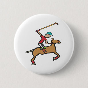 Polo Playing Horse and Rider 2 Inch Round Button