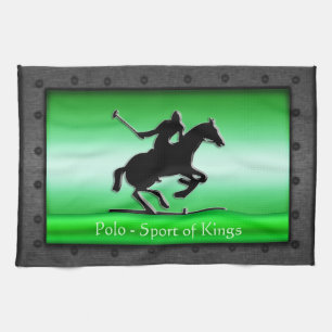 Polo, riveted steel frame with green chrome-effect kitchen towel