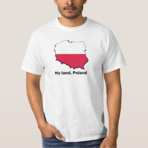 Pologne Carte et drapeau imprimés sur T-shirt