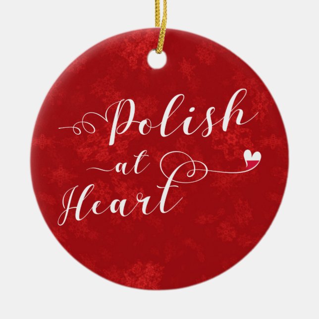 Polonais au coeur, ornement d'arbre de Noël (Devant)