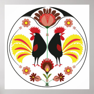 Polonais Avec Coq Décoratifs, Poster