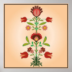Polonais Broderie Fleurs Motif, Poster