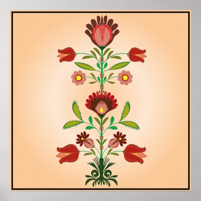 Polonais Broderie Fleurs Motif, Poster (Devant)